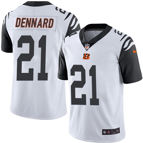 Men's Elite Darqueze Dennard Nike Jersey White - #21 Rush NFL Cincinnati Bengals